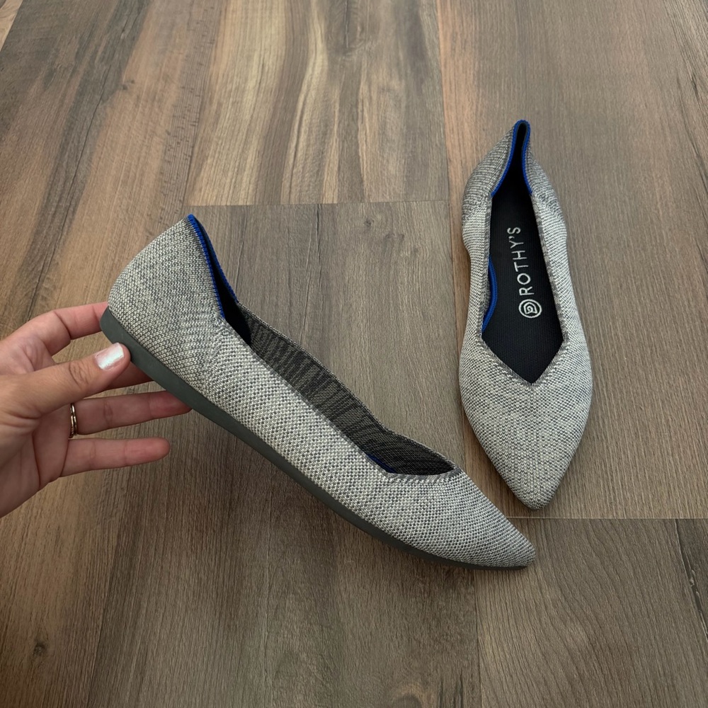 NEW Rothy's The Point Pointed Toe Slip-On Flats - Taupe Heather - Size 9.5